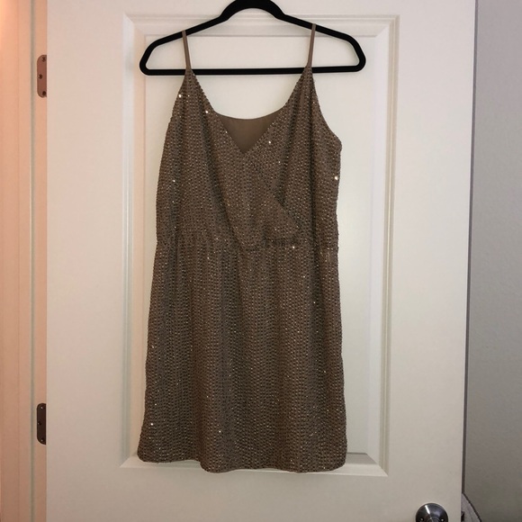 Aryn K. Natural taupe sequin spaghetti strap dress - Picture 3 of 3
